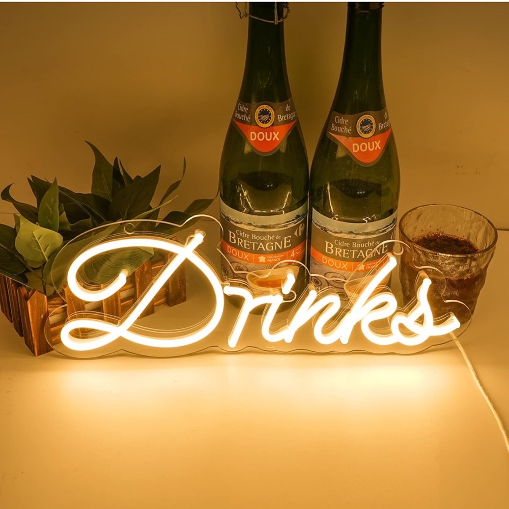 Drinks Neon Sign, Bar Wall Decor  LED